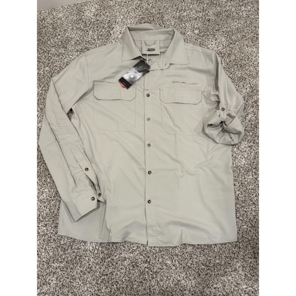 33000ft L Men Button Shirt Long Sleeve Air-Hole Tech UV Protection Blue NEW H1